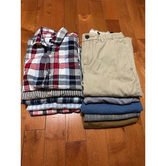 Children's Place Boys Size 10-12 Bundle With 5 Button Shirts & 5 Chino Pants - Picture 1 of 10